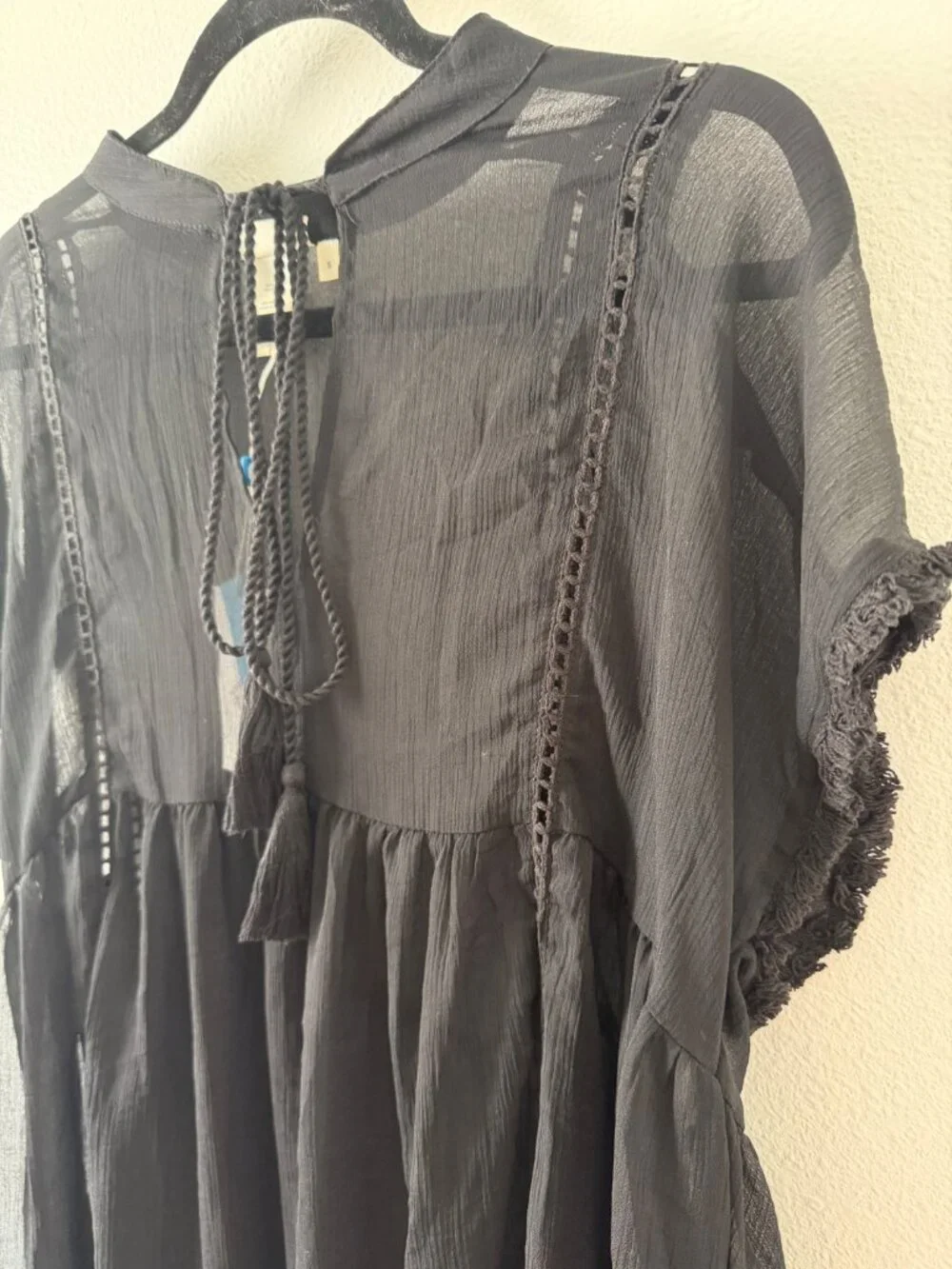 Bleu Rod Beattie Black Sheer Swim Cover Up Dress, One Size, NWT
